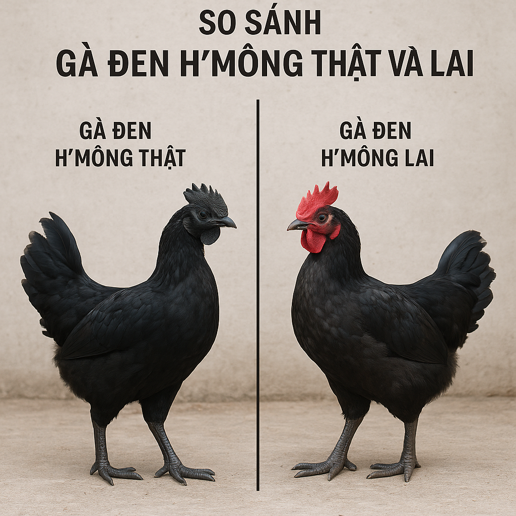 gà đen H'Mông thật và lai